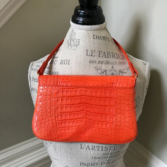 Maria Oliver Luisa Purse Shoulder Bag Womens Orange Crocodile Leather Clutch - Picture 13 of 15